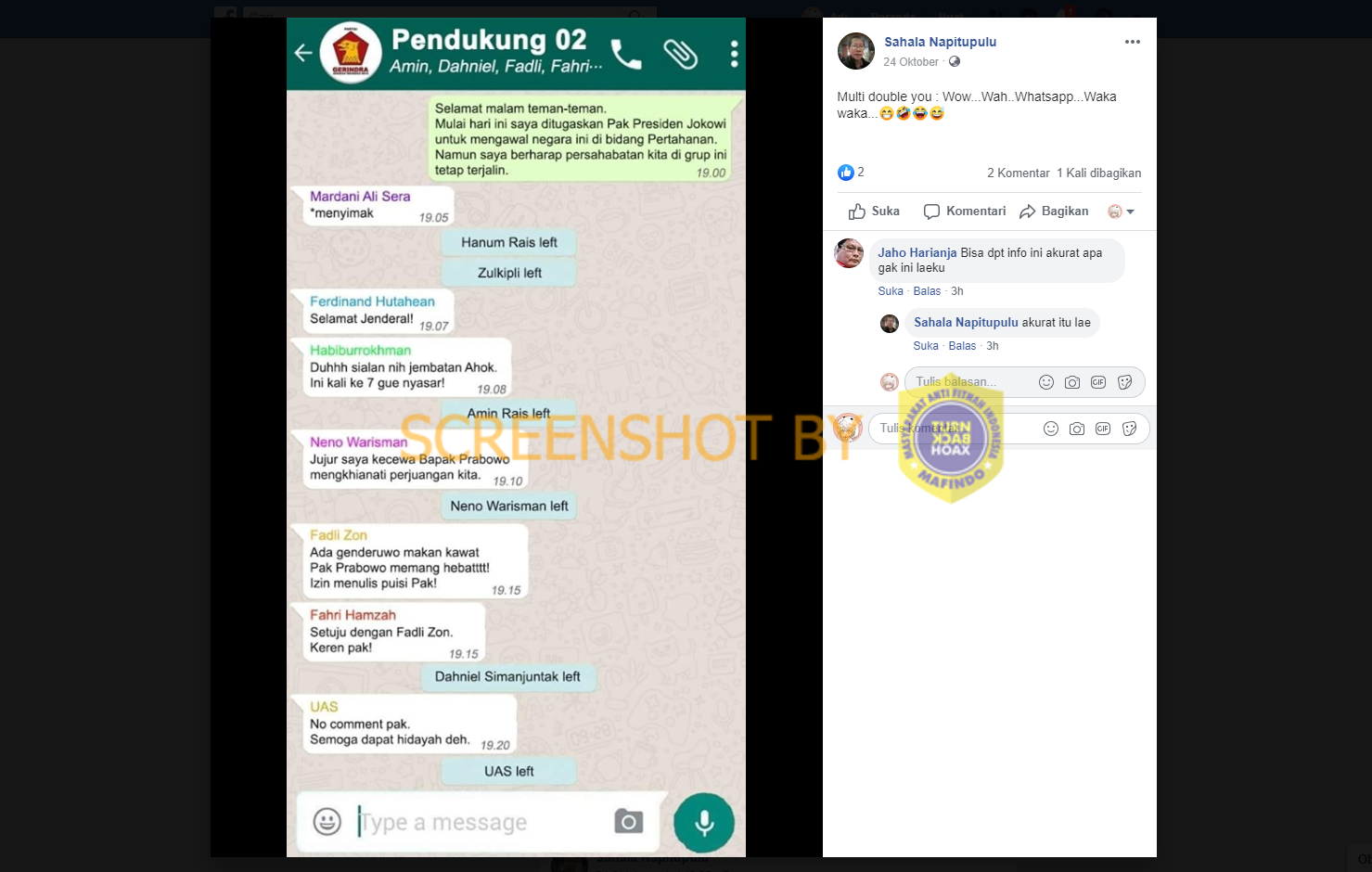 Turn Back Hoax Salah Tangkapan Layar Grup Wa Pendukung 02 Kabarpolitik Com