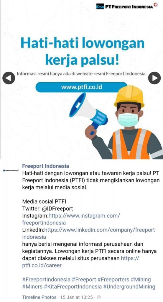 Turn Back Hoax Salah Lowongan Kerja Pt Freeport Indonesia Kabarpolitik Com