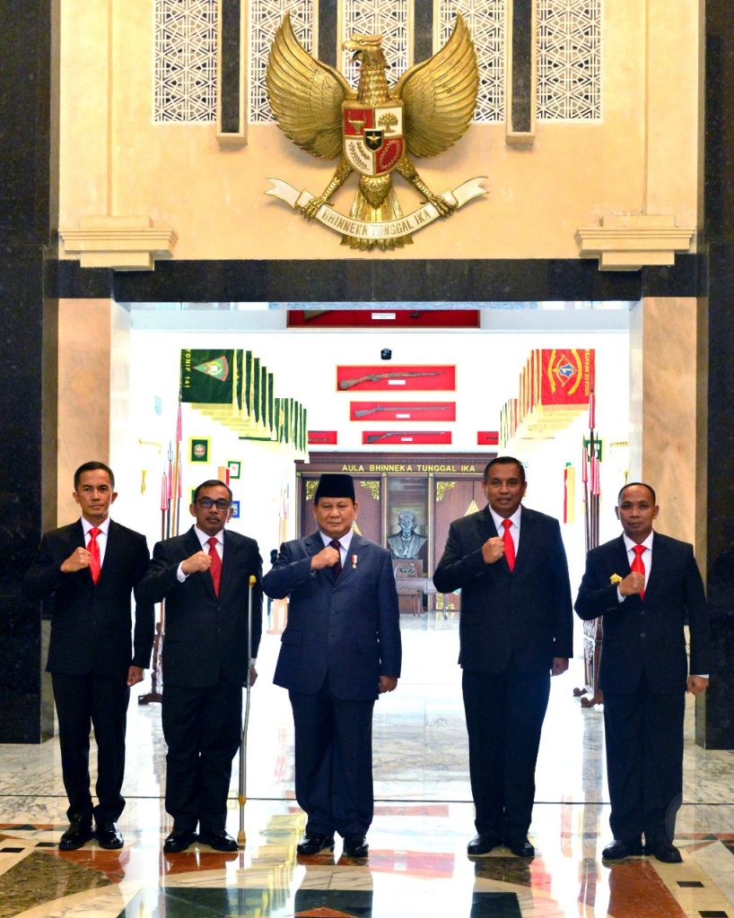 Menhan Prabowo Pimpin Sertijab Irjen Kemhan dan Staf Ahli Menhan Bidang Keamanan
