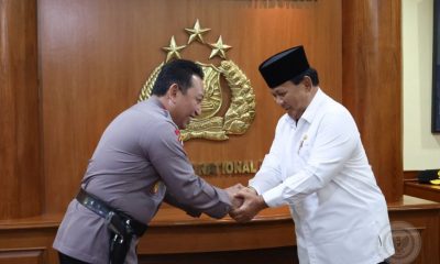 Sambangi Kapolri di Mabes Polri, Menhan Prabowo: Kita Perlu TNI dan Polri yang Kuat