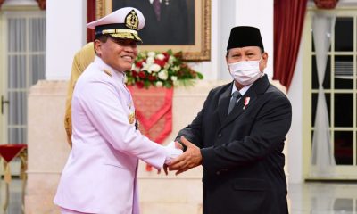 Menhan Prabowo Hadiri Pelantikan Kasal oleh Presiden RI di Istana Negara