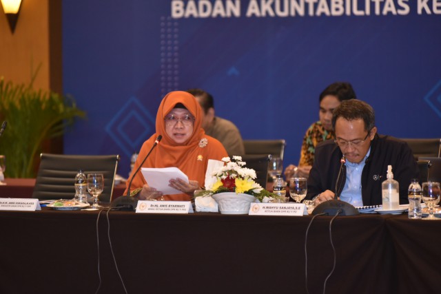 Wakil Ketua BAKN DPR RI Anis Byarwati saat mengikuti pertemuan Kunjungan Kerja BAKN ke PT Krakatau Steel di Cilegon, Selasa (30/5/2023). Foto: Oji/nr