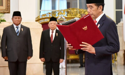 Menhan Prabowo Hadiri Pelantikan Menko Polhukam dan Menteri ATR/BPN oleh Presiden RI, di Istana Negara