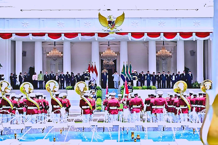 Menhan Dampingi Presiden Prabowo Sambut Presiden Republik Afrika Selatan