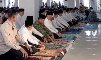 Menhan Dampingi Presiden Salat Idulfitri di Aceh Tamiang