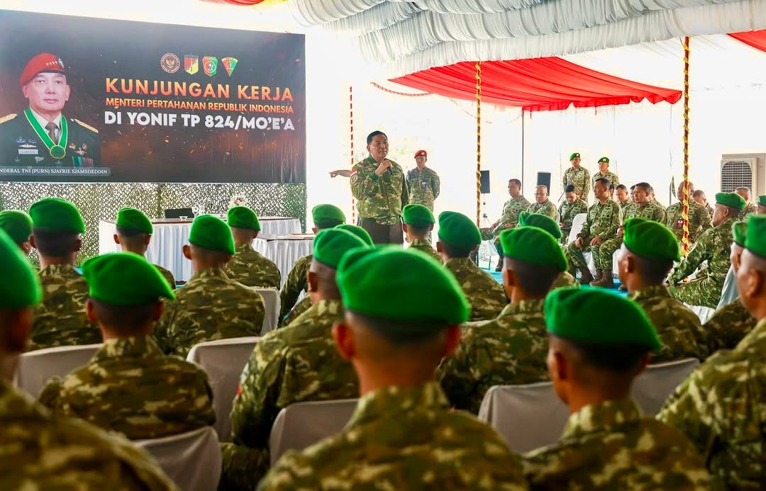 Menhan Kunker ke Yonif TP 824/MO’E’A, Tekankan Peran Prajurit Dalam Membangun Ketahanan Wilayah dan Kesejahteraan Masyarakat