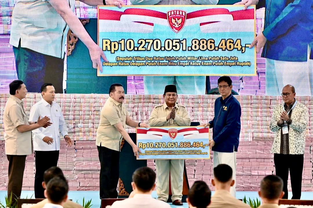 Menhan RI Dampingi Presiden Prabowo dalam Penyerahan Hasil Penyelamatan Aset Negara