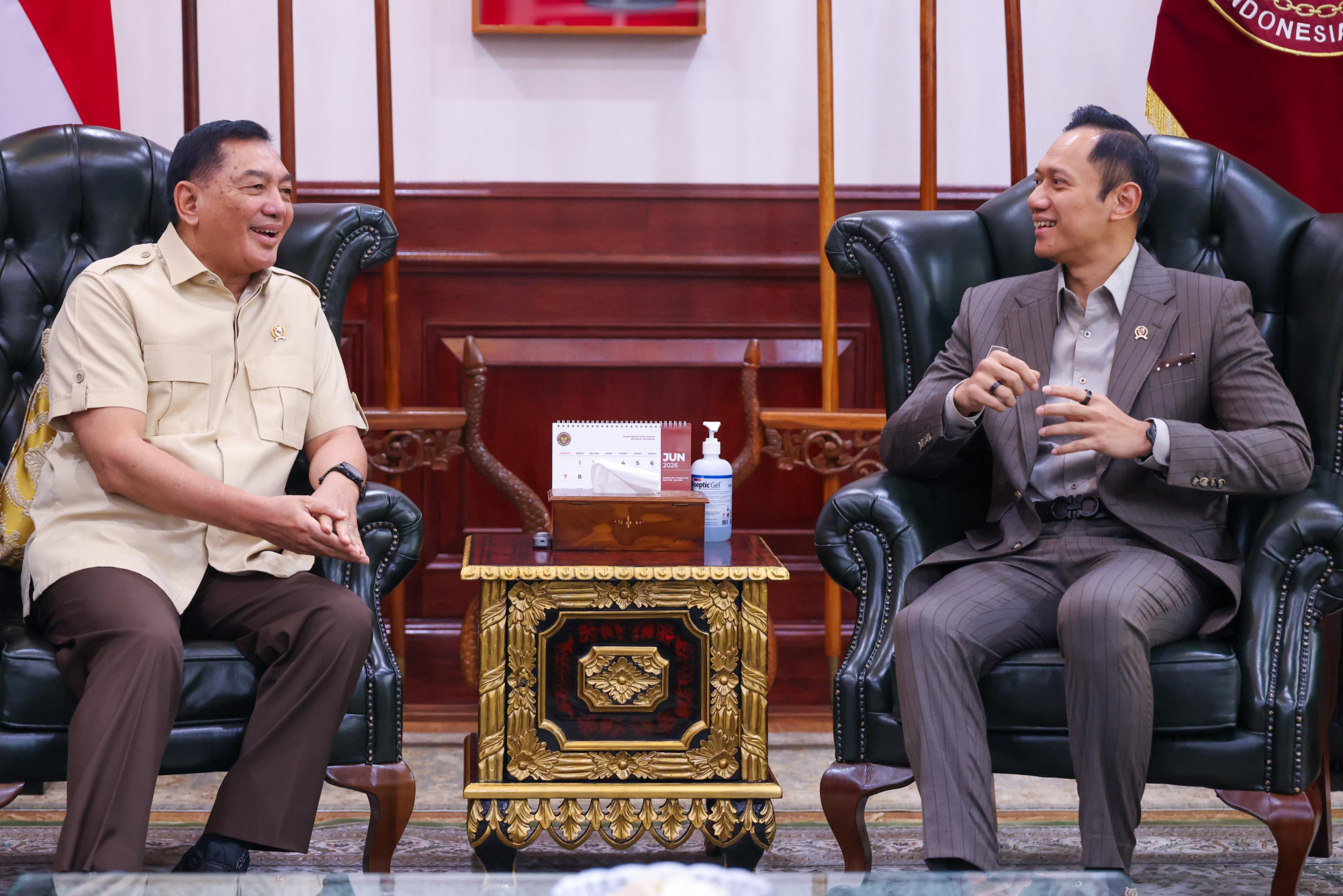 Menhan RI Terima Menko Infrastruktur dan Pembangunan Kewilayahan