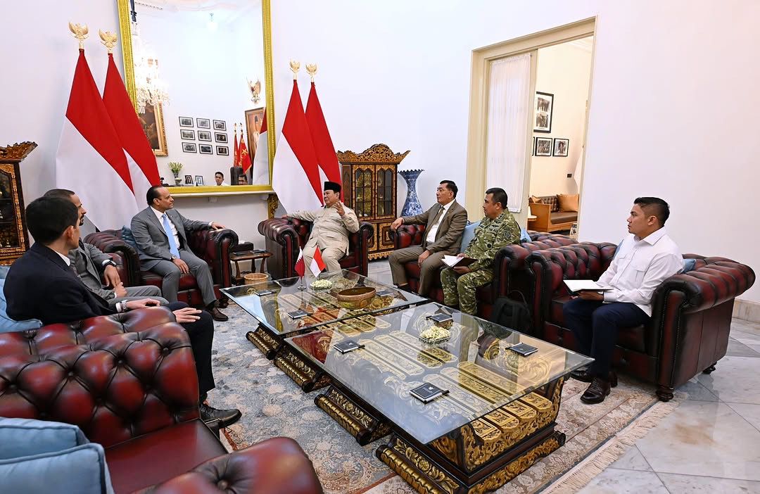 Menhan Sjafrie Dampingi Presiden Prabowo Terima Kunjungan Wakil PM Qatar di Istana Merdeka