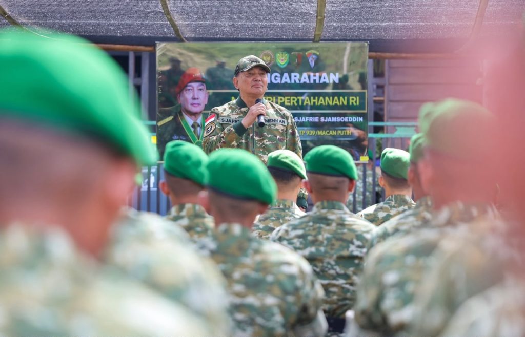 Menhan Tinjau Marshaling Area Yonif TP 939/Macan Putih, Dorong Pemberdayaan Wilayah Dan Kemanunggalan TNI Dengan Rakyat