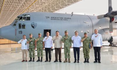 Menhan Hadiri Penyerahan Pesawat C-130H A-1319 Hasil Modernisasi GMF kepada Kemhan