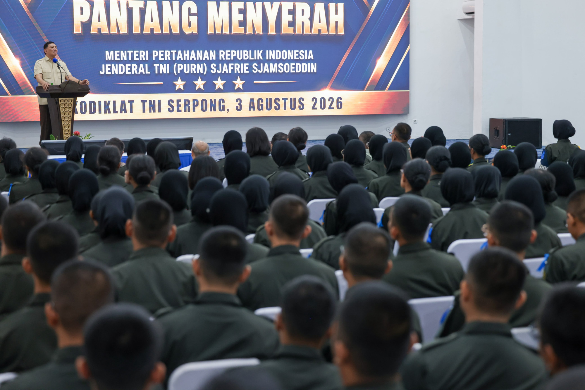 Menhan RI Berikan Pembekalan kepada Peserta Didik P3MD Batch 1 di Kodiklat TNI