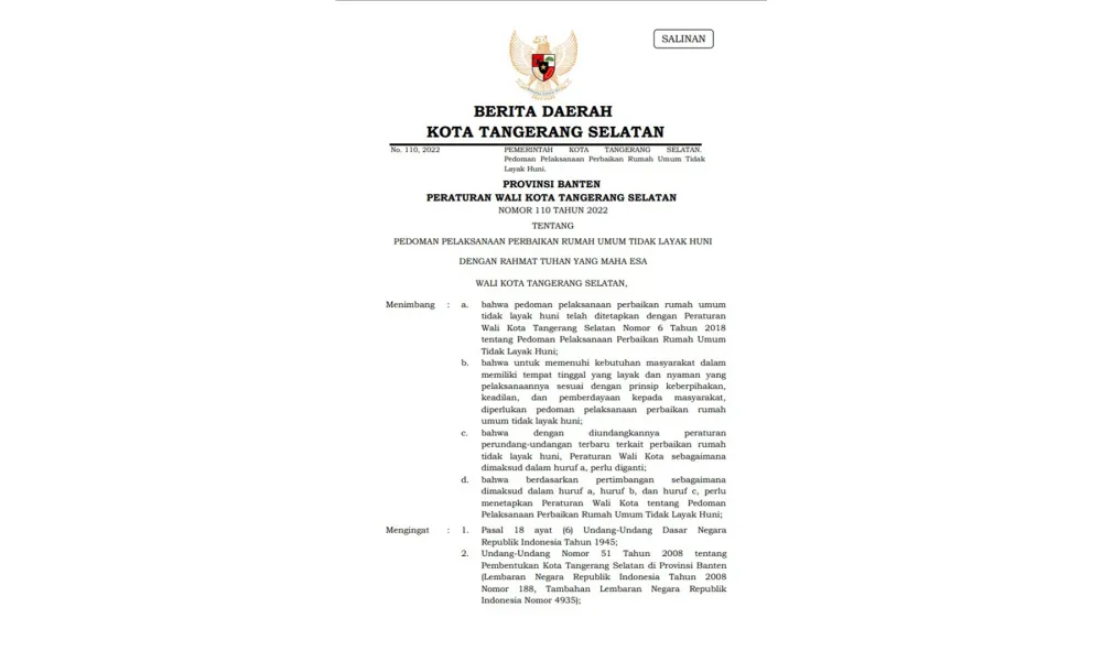 Syarat Mendapat Bantuan Bedah Rumah di Tangsel Sesuai Perwal 110/2022