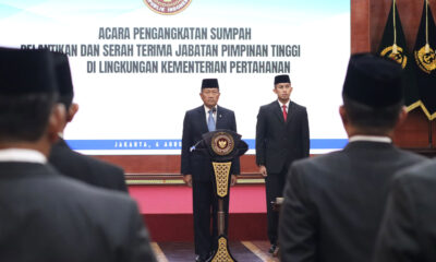Wamenhan Pimpin Pengangkatan Sumpah, Pelantikan dan Serah Terima Jabatan Pimpinan Tinggi Kemhan